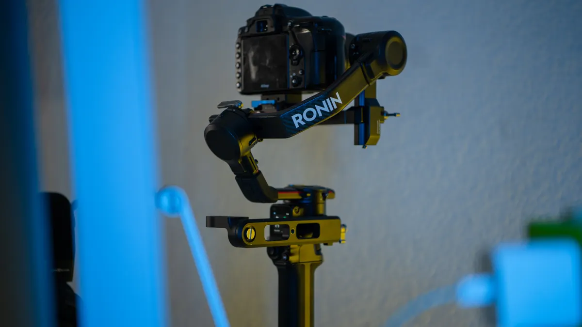 Mirrorless camera mounted on a Ronin gimbal