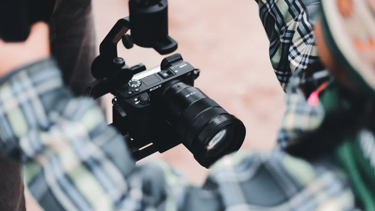 Camera attached to a gimbal from above